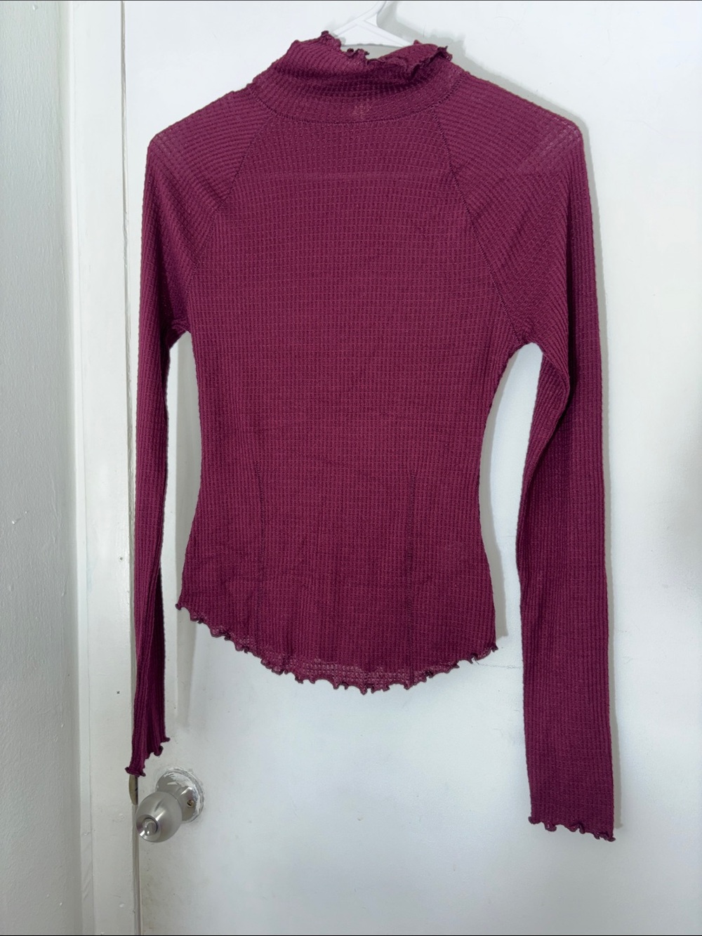 NWOT Free People Ribbed Mock Neck Long Sleeve Top - Wine